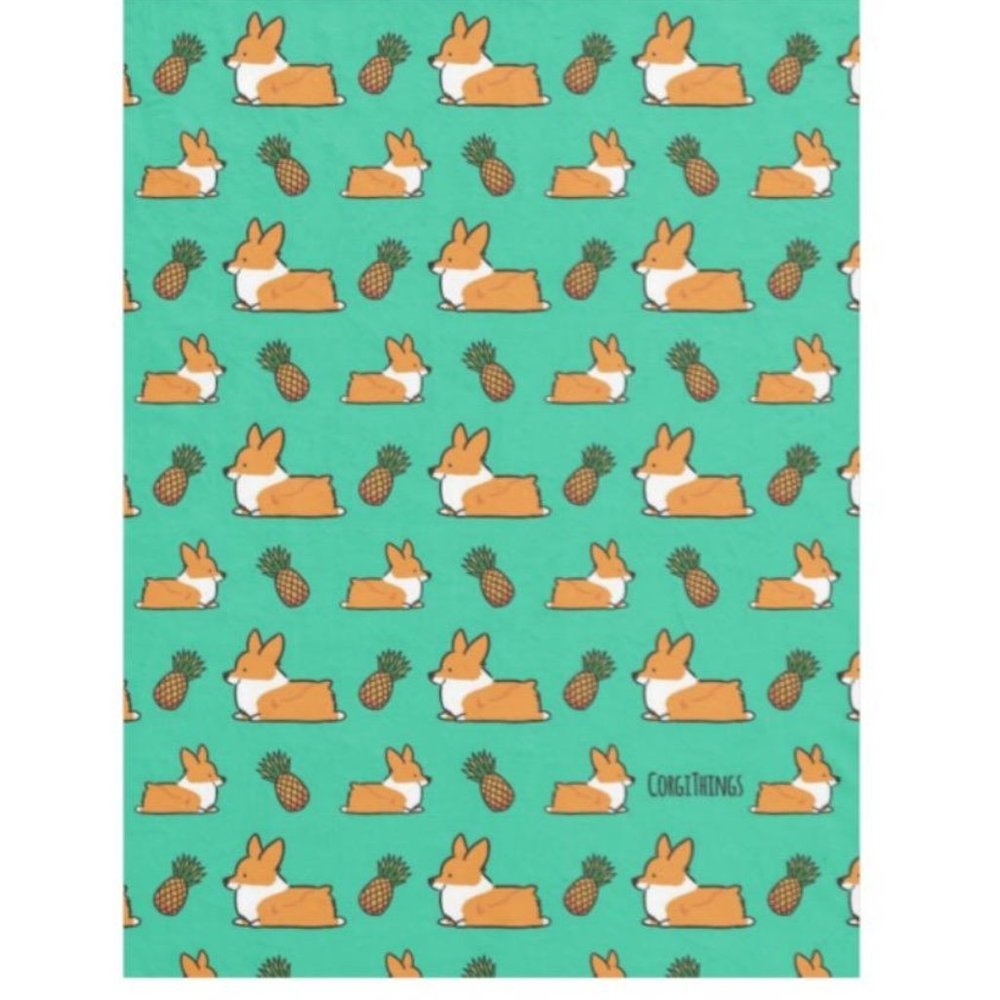 Corgi Pineapple Blanket - Picture 2 of 3